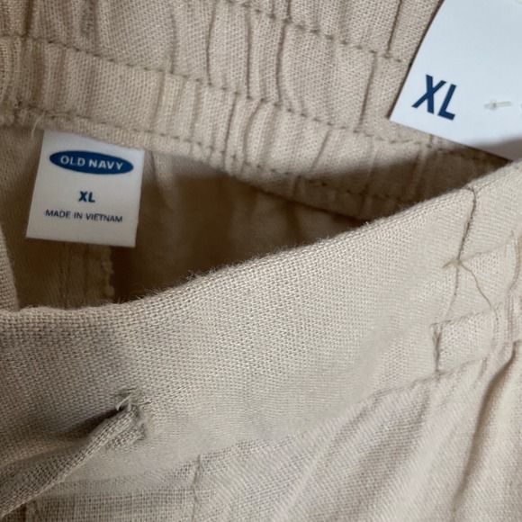 Old Navy Womens XL Beige Linen Blend Elastic Waist Pull On Casual‎ Pants NWT - Picture 4 of 8